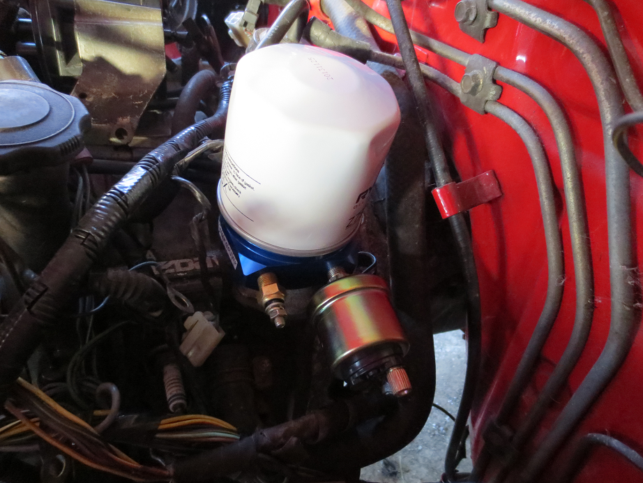 New gauges and block below new oil filter